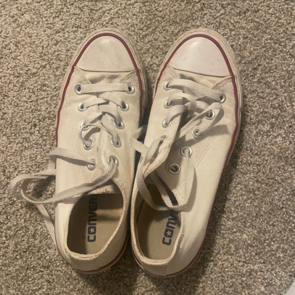 Used white low top converse